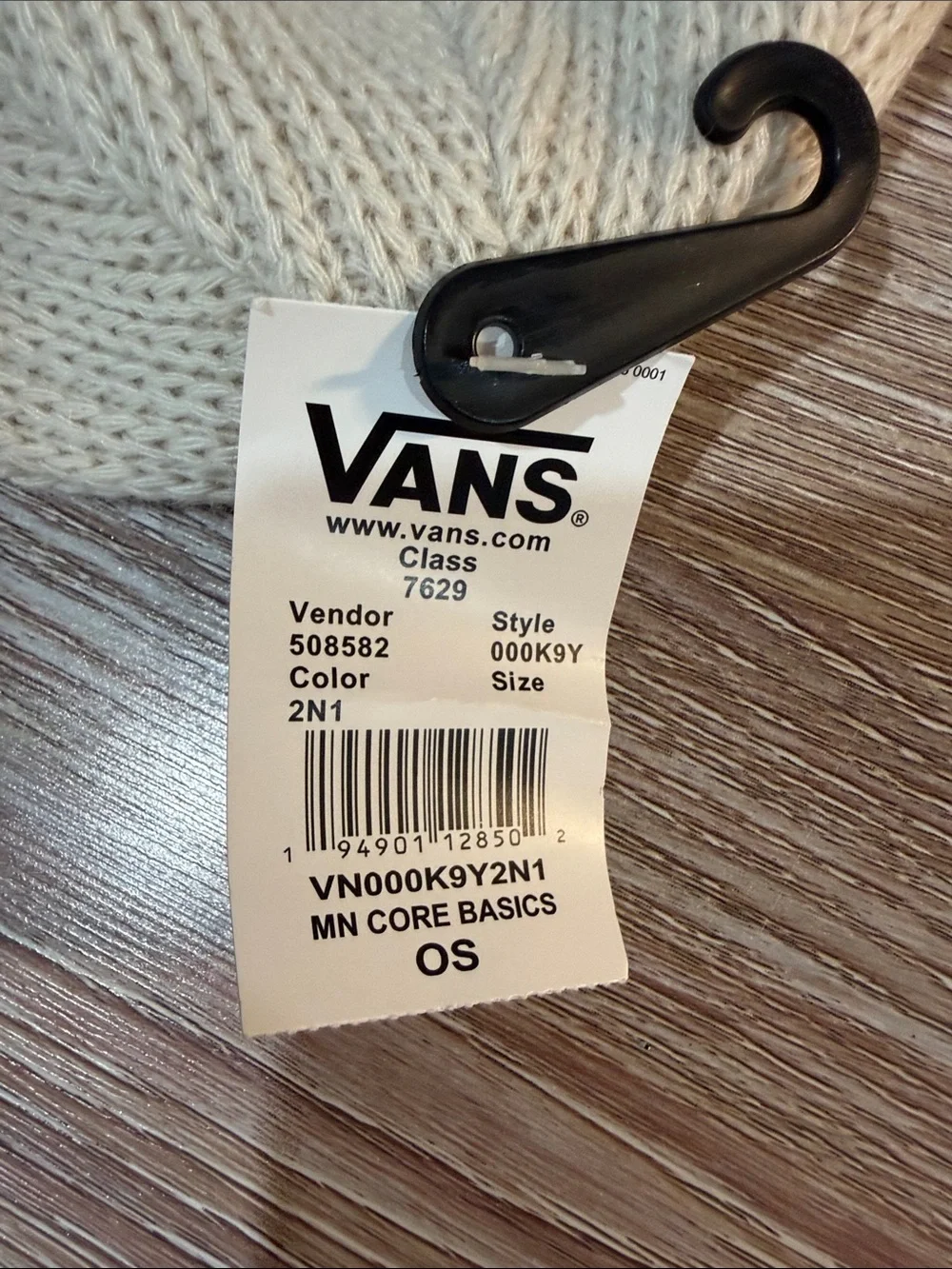 Vans Cream Ribbed Knit Beanie - Men's Soft Winter Hat